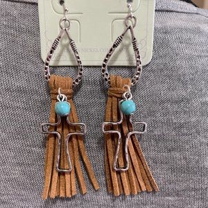 🎉♥️Emma Turquoise Fringe Cross Earrings